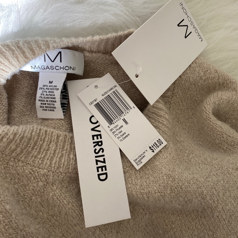 Magaschoni Cream and Black Striped Sweater - Picture 7 of 8